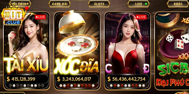 Xóc đĩa HITCLUB có nhiều phiên bản trò chơi